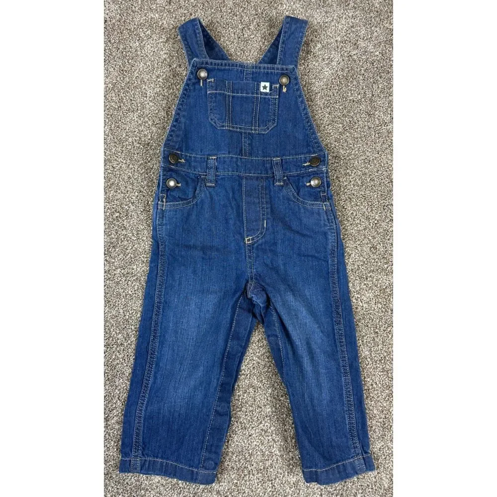 Carters 18 months Toddler Denim Bib Overalls -‎ Vintage Look - Blue Denim